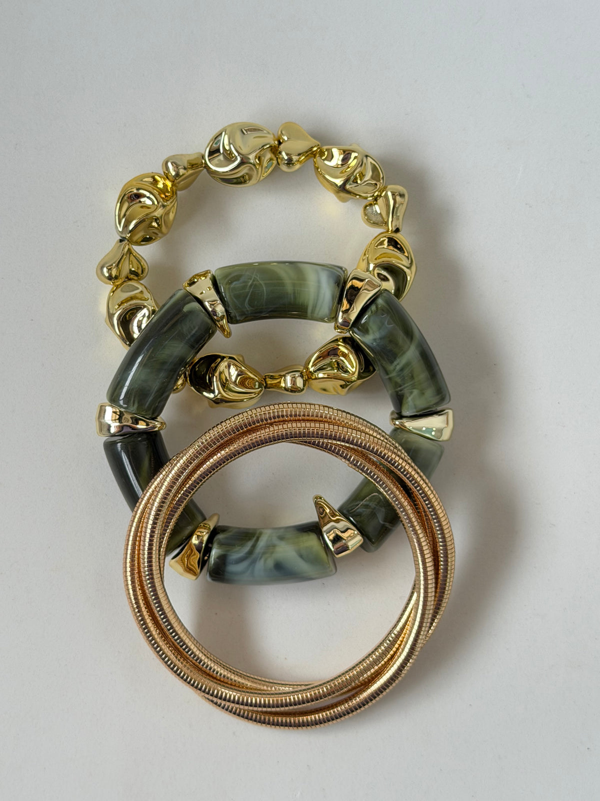 Marble Green Bracelet Stack